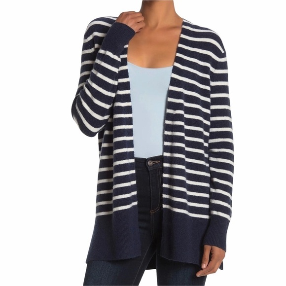 Madewell Cozy Walker Striped Cardigan Open Front Navy Blue White Size XS M0706 - Picture 1 of 11